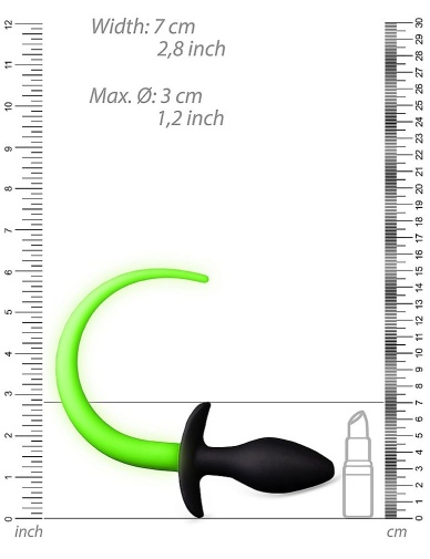 Ouch - Glow In Dark Puppy Tail Plug - Green photo