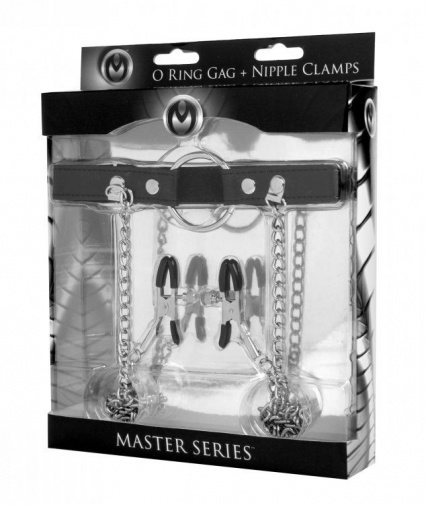 Master Series - O型開口器連乳夾 - 黑色 照片