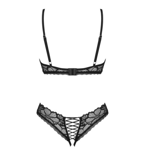 Obsessive - Serafia 半罩式胸罩 開襠式內褲 兩件裝 - 黑色 - 中/大碼 照片