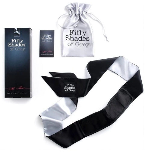 Fifty Shades - All Mine Deluxe Blindfold - Black/Silver photo