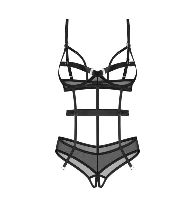 Obsessive - Euridia 露乳开裆连身内衣 - 黑色 - 中码/大码 照片