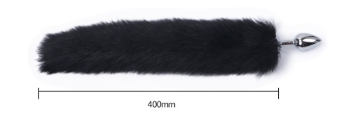 MT - 肛門塞細碼 連 人造羊毛尾巴 - 黑色 照片