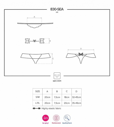 Obsessive - 830-SEA-1 内衣 3件套装 - 黑色 - S/M 照片