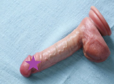 Jiuji - 矽膠製仿真假陽具連陰囊 18厘米 - 肉色 照片