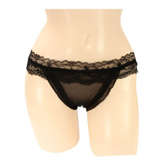 NPG - P163 Lace Open Back Panties - Black photo