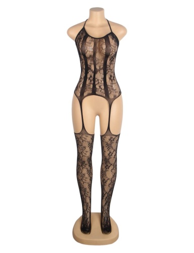 Ohyeah - Sexy Jacquard Bodystocking - Black 照片