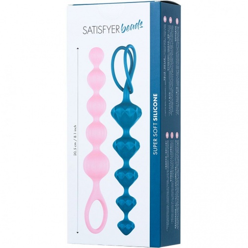 Satisfyer - 后庭串珠套装 - 蓝 & 粉红色 照片