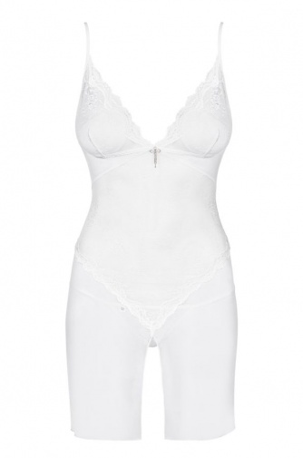 Obsessive - Charms Chemise & Thong - White - S/M photo