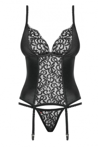 Obsessive - Laluna Corset & Thong - Black - L/XL photo