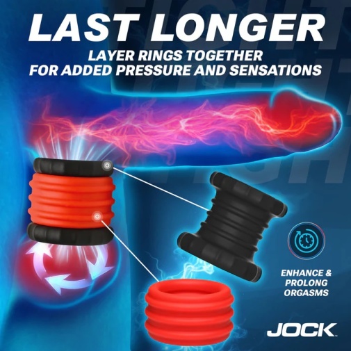 Jock - 2-in-1 C-Ring Stretcher - Black/Red 照片
