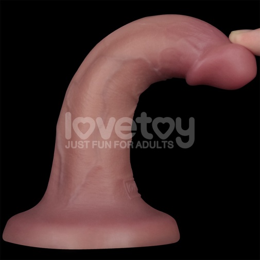 Lovetoy - 6'' 双层柔软震动假阳具 - 肉色 照片