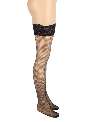 Ohyeah - Lace Rhinestone Stockings - Black - S photo