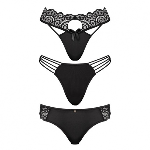 Underneath - Coco Thong Set 3 pcs - Black - L/XL photo