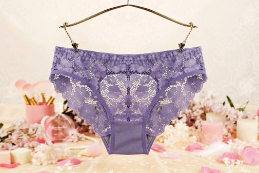 SB - Floral Panties w Open Back - Light Purple photo