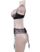 Ohyeah - Open Bra Set w Garter Panty - Black - 5XL photo-4