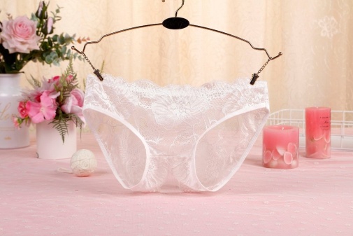 SB - Crotchless Lace Panties - White photo