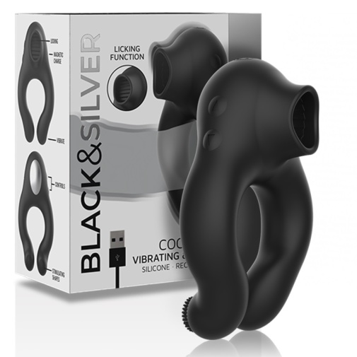 Black&Silver -  3 马达震动阴茎环 - 黑色 照片