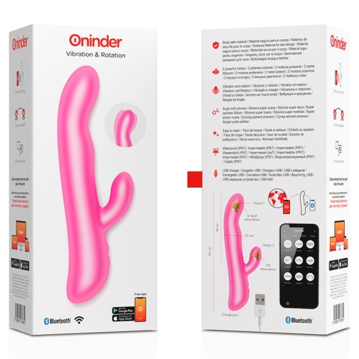 Oninder - 手机程式遥控旋转兔子震动棒 - 粉红色 照片