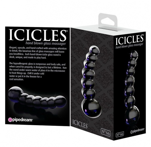 Icicles - 玻璃拉珠款后庭塞66号 - 黑色 照片
