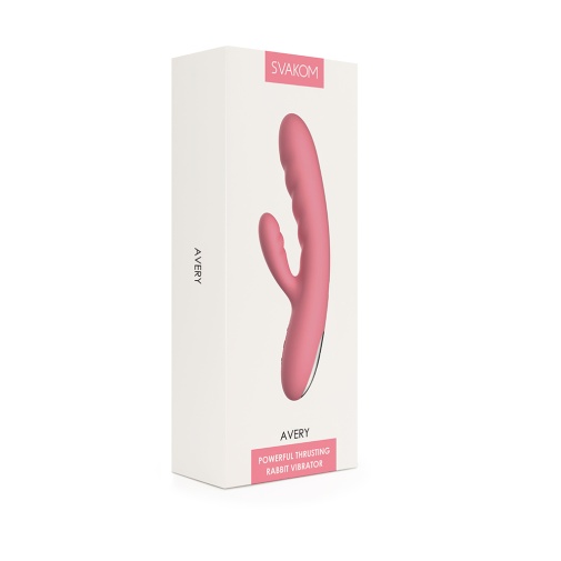 SVAKOM - Avery Thrusting Rabbit Vibrator - Strawberry Pink 照片