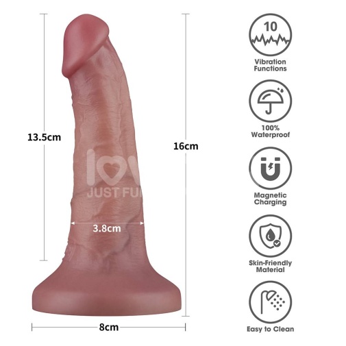 Lovetoy - 6'' 双层柔软震动假阳具 - 肉色 照片