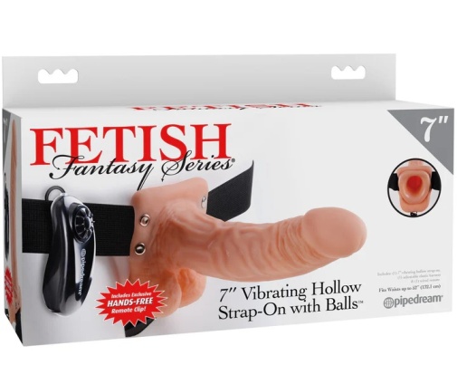 Fetish Fantasy - 7" Vibro Hollow Strap-On w Balls - Flesh photo