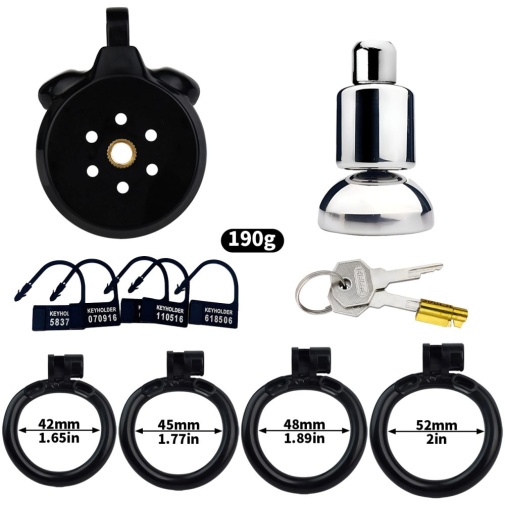 FAAK - Chastity Cage 45mm w Catheterization Hood - Black 照片