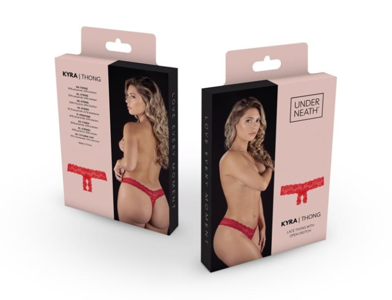 Underneath - Kyra Crotchless Thong - Red - S/M photo