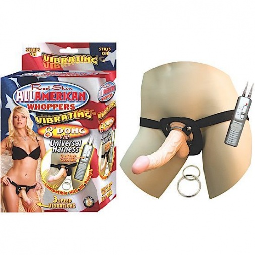 Nasstoys - All American Whoppers 8″ Dong w/ Universal Harness - Flesh photo