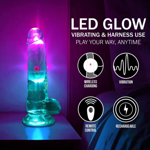 RealRock - 6" LED Vibro Dildo w Balls - Clear 照片