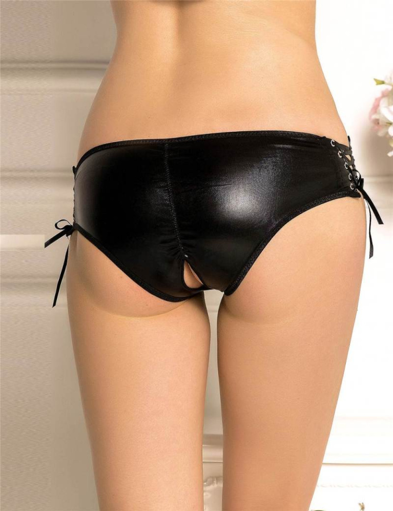 Ohyeah - Open Crotch Strappy Panties - Black - 3XL photo