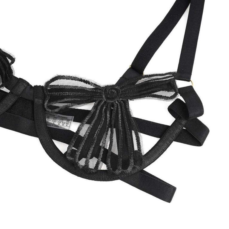 Ohyeah - Sexy Bow Bra Set - Black - L photo