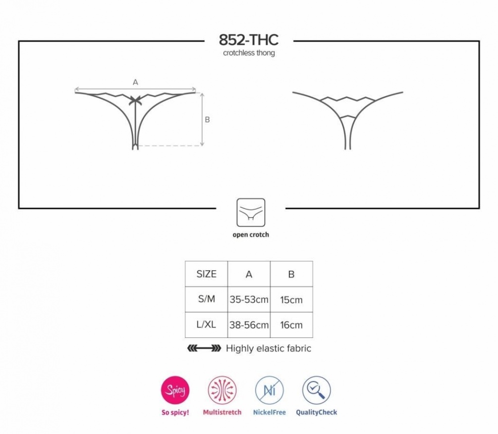 Time for piquant games and pleasant experiences! Imagine tha... Obsessive - 852-THC-1 Crotchless Thong - Black - L/XL photo-9