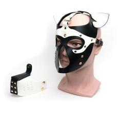 665 - Bondage Puppy Face Mask - Black/White photo