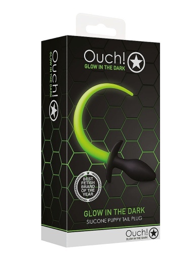 Ouch - Glow In Dark Puppy Tail Plug - Green photo