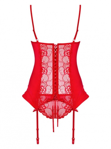 Obsessive - Heartina Corset & Panties - Red - L/XL photo