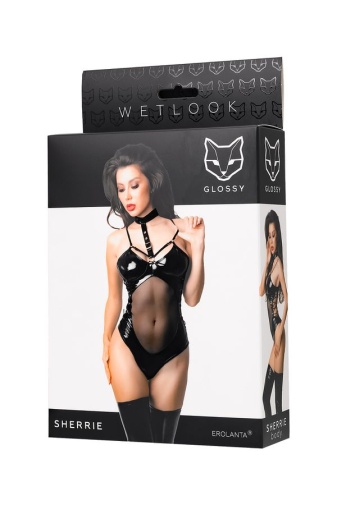 Glossy - Sherrie Wetlook Bodysuit - Black - L 照片