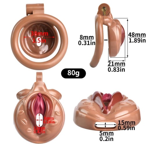 FAAK - Pussy Resin Chastity Cage 45mm - Flesh photo