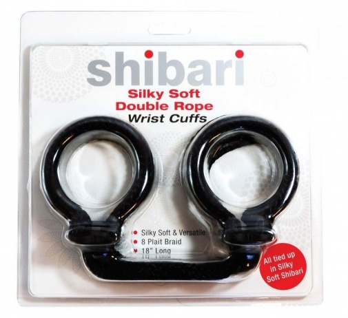 Shibari - 丝滑柔软绳索手铐 - 黑色 照片