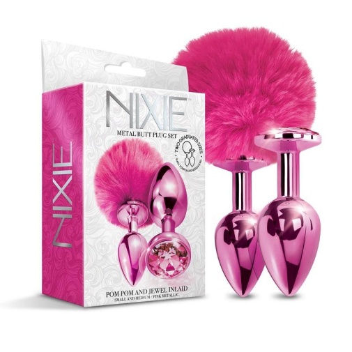 Nixie - Pom Pom Metal Plug Set - Pink 照片