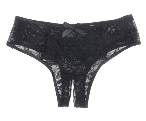 Ohyeah - Lace Crotchless Panty - Black - XL photo