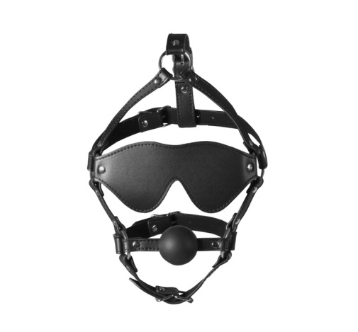 Ouch - Xtreme Head Harness w Solid Ball Gag - Black photo