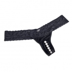 Hustler - Clitoral Stimulating Thong With Beads - Black - SM photo