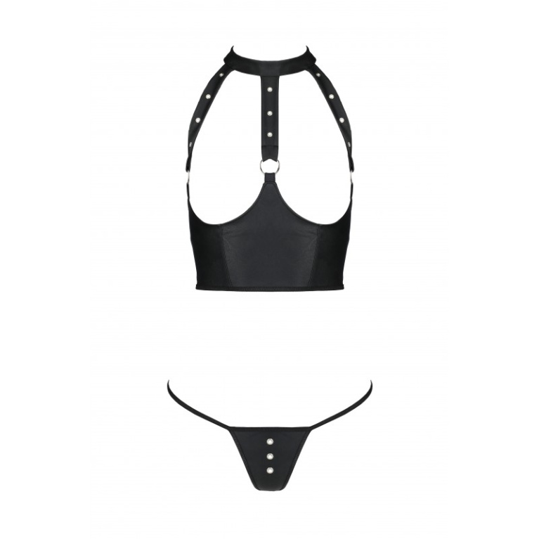 Passion - Genevia Set w Open Bra - Black - S/M photo