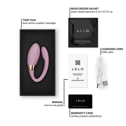 Lelo - Tiani Twist 可APP控双动式情侣按摩器 - 柔粉色 照片
