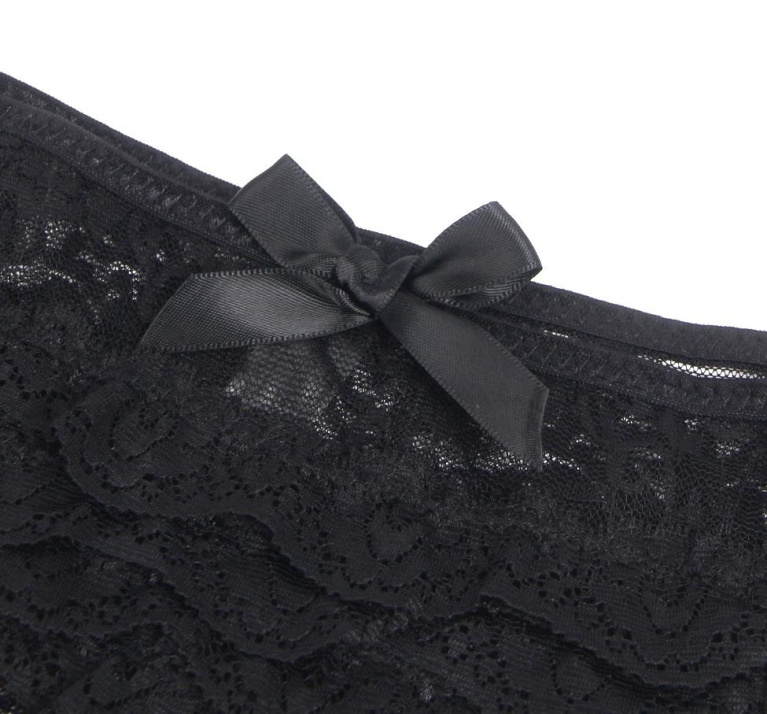 Ohyeah - Lace Crotchless Panty - Black - L photo
