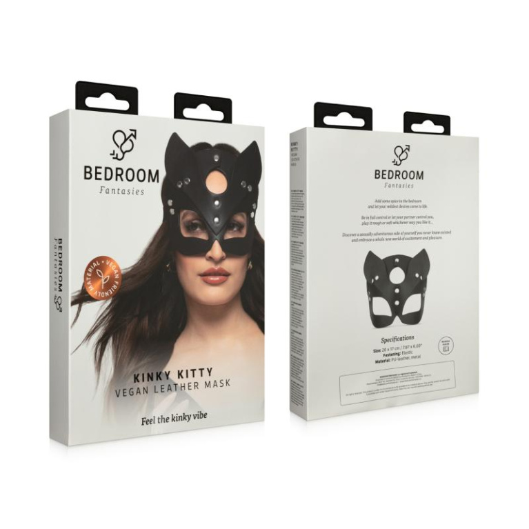 Bedroom Fantasies - Kinky 皮革製貓面罩 - 黑色 照片