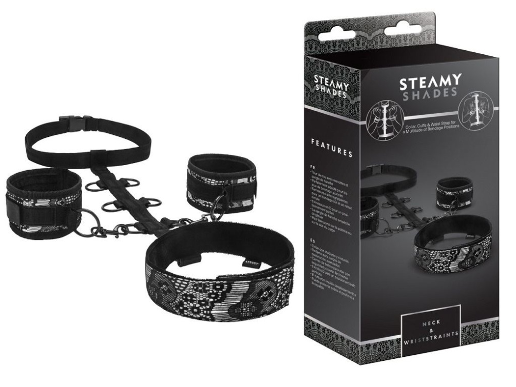 Neck collar and restraints with waist strap, perfect for int... Steamy Shades - Neck & Wrist Restraints photo-2