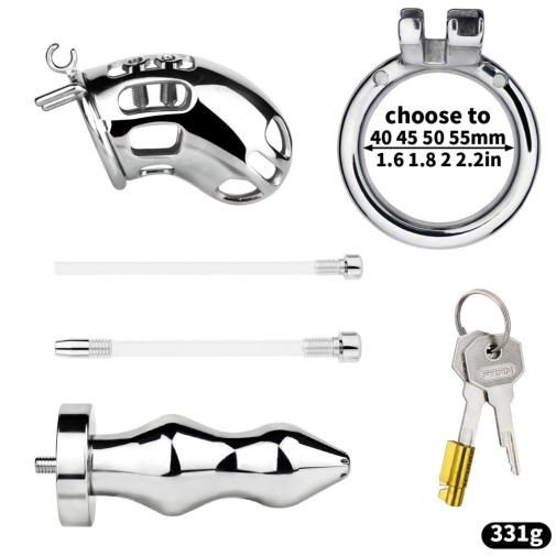 FAAK - Metal Chastity Cage w Catheter & Plug 照片
