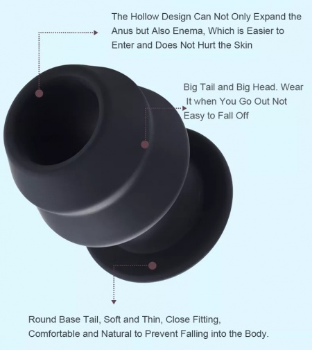 MT - External Hollow Anal Plug L - Black photo